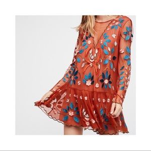 NWOT Free People Long Sleeve Embroidered Dress